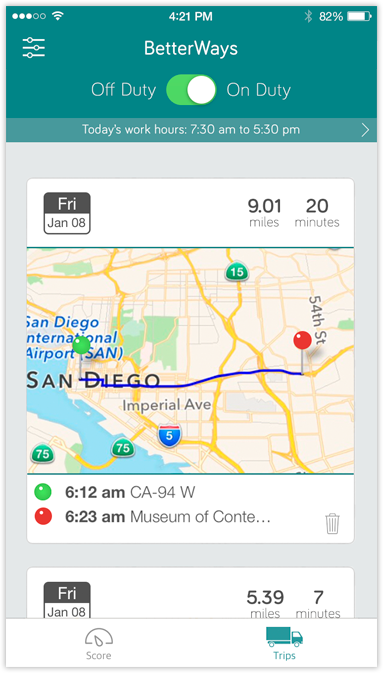fleet driver trip log